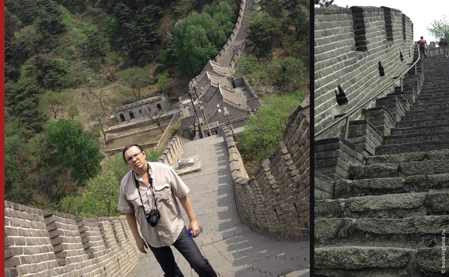 Слева: Алексей Потапов, справа: фрагмент крутого участка лестницы